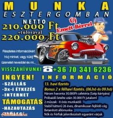 Munkalehetőség Esztergomban,ingyen szállással,étkezéssel