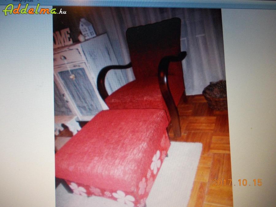 Art Decó fotel és lábtartó szék