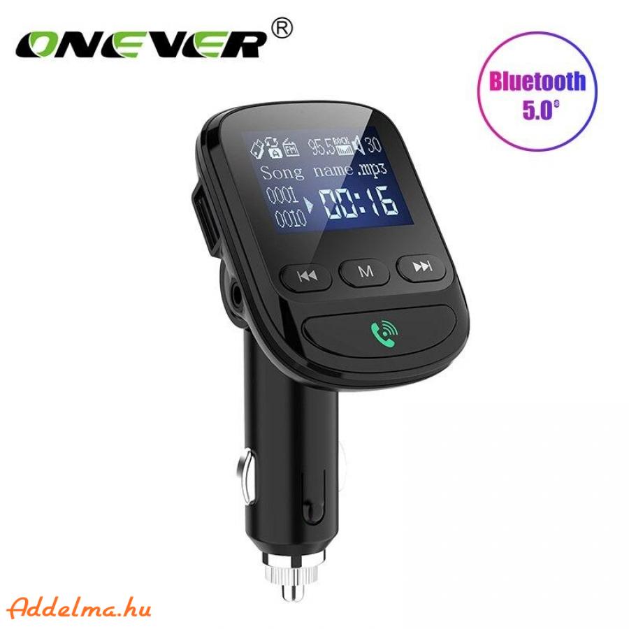 Onever Bluetooth 5.0 QC3.0 Fm Transzmitter Dual USB töltő