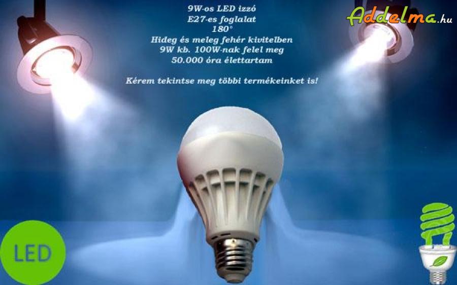 9W-os, energiatakarékos E27-es LED izzó