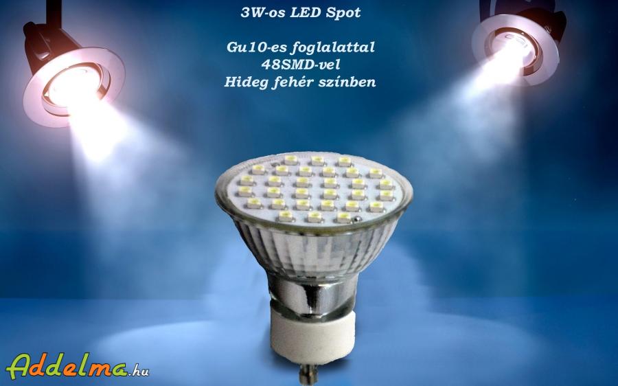 3W-os, energiatakarékos LED spot, 48SMDvel