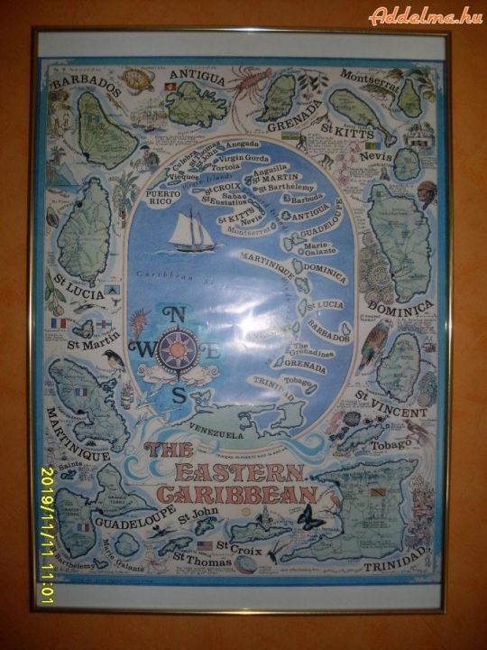 The Eastern Caribbean nagy méretű fali kép hossz:70cm-szél:50cm!