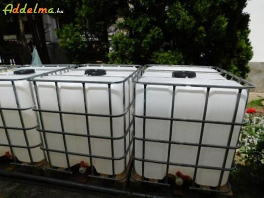 Élelmiszer ipari, használt, felújított 1000 l-es IBC tartályok