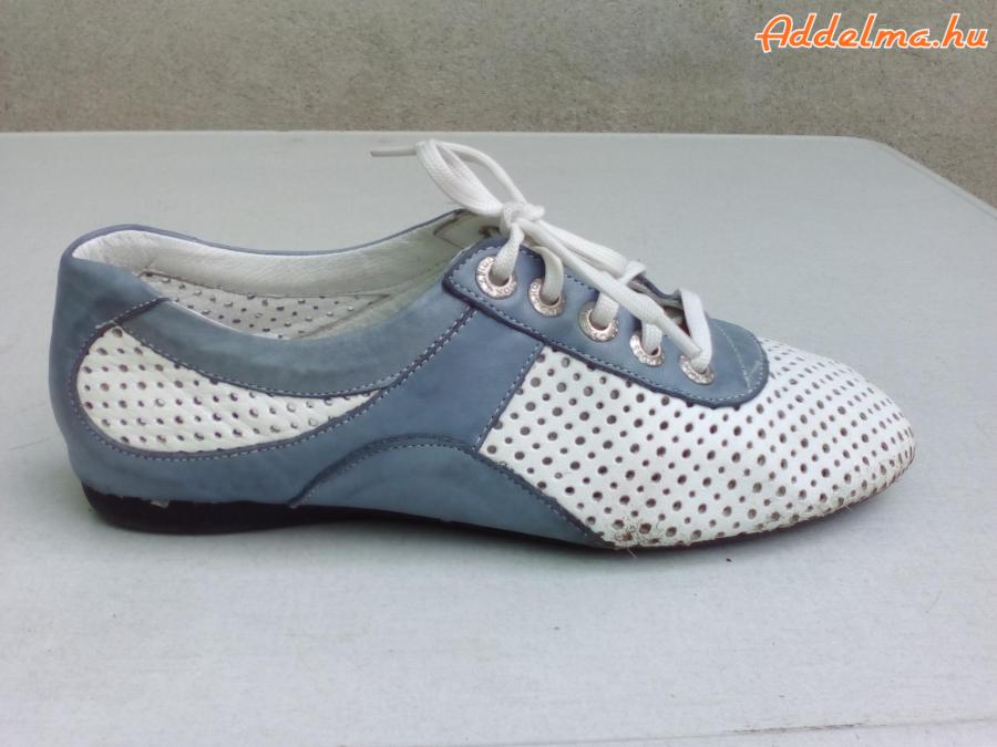 Kék-fehér lyukacsos sportos bőr fél cipő 37-es