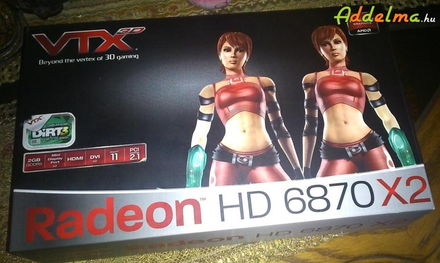 Vtx3d Radeon hd 6870 X2 2x256bit 2gb  videókártya, igazi ritkaság