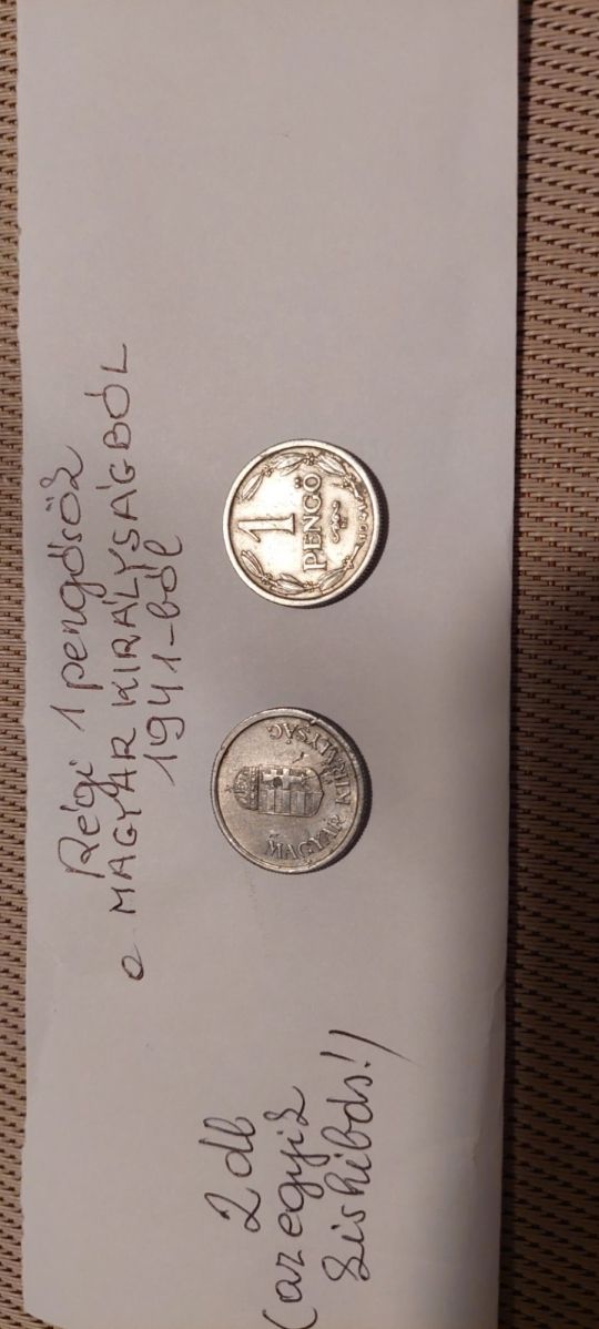 2 db 1 pengős pénzéeme 1941 évből egyben eladó.