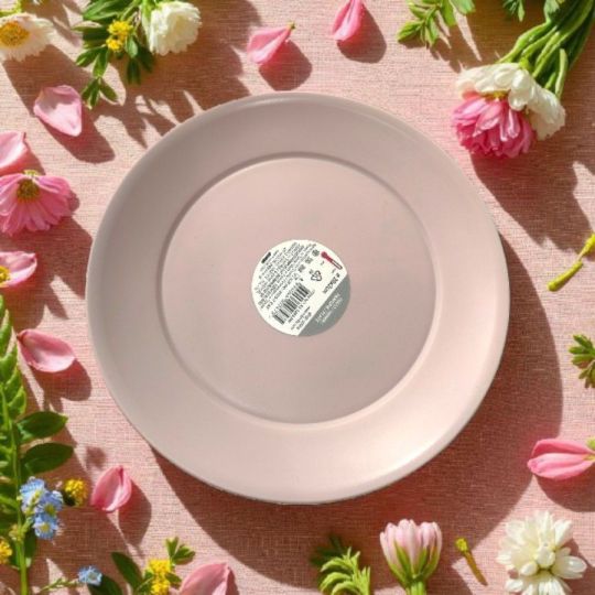 20 cm-es rózsaszín műanyag lapostányér