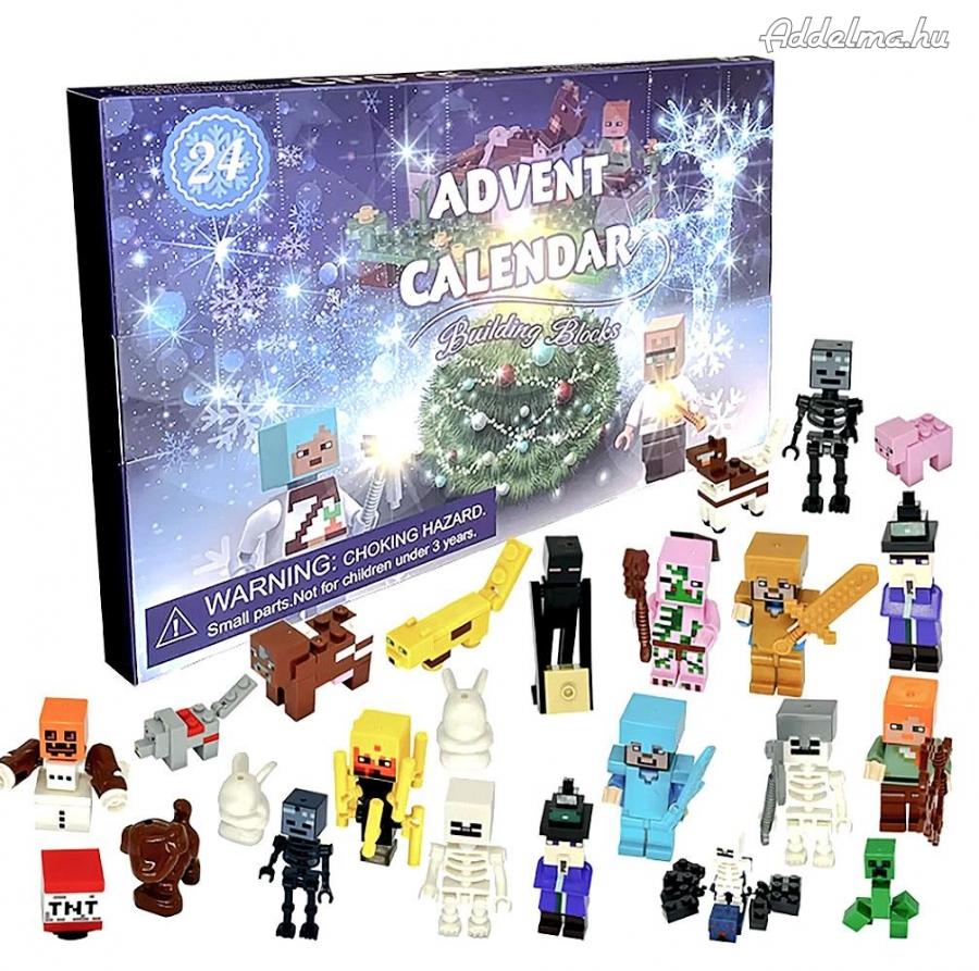 24 db-os Minecraft jellegű Adventi kalendárium figura szett