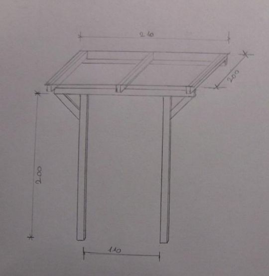 2x2 m-es fa előtető