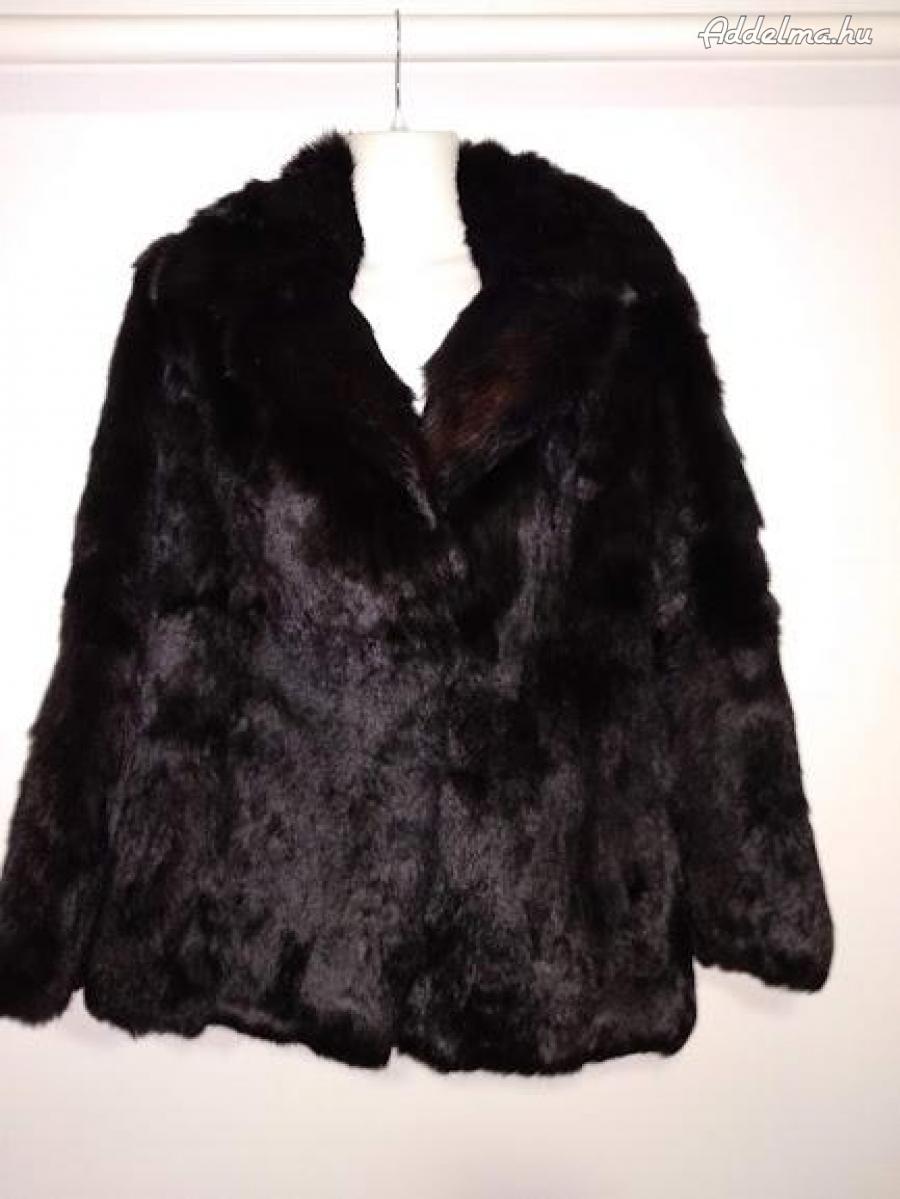 38-40 fekete valódi szörmebunda női bunda télikabát