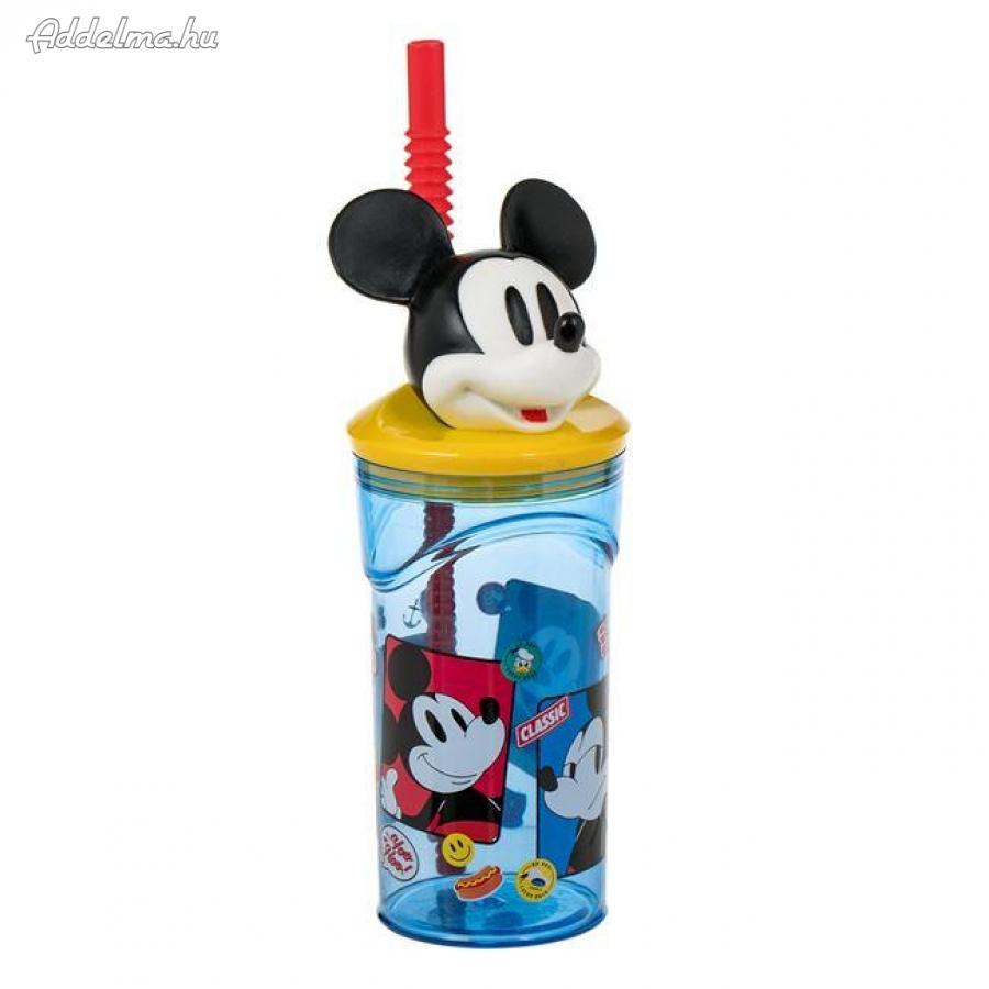 3D Mickey egér műanyag szívószál pohár 360ml