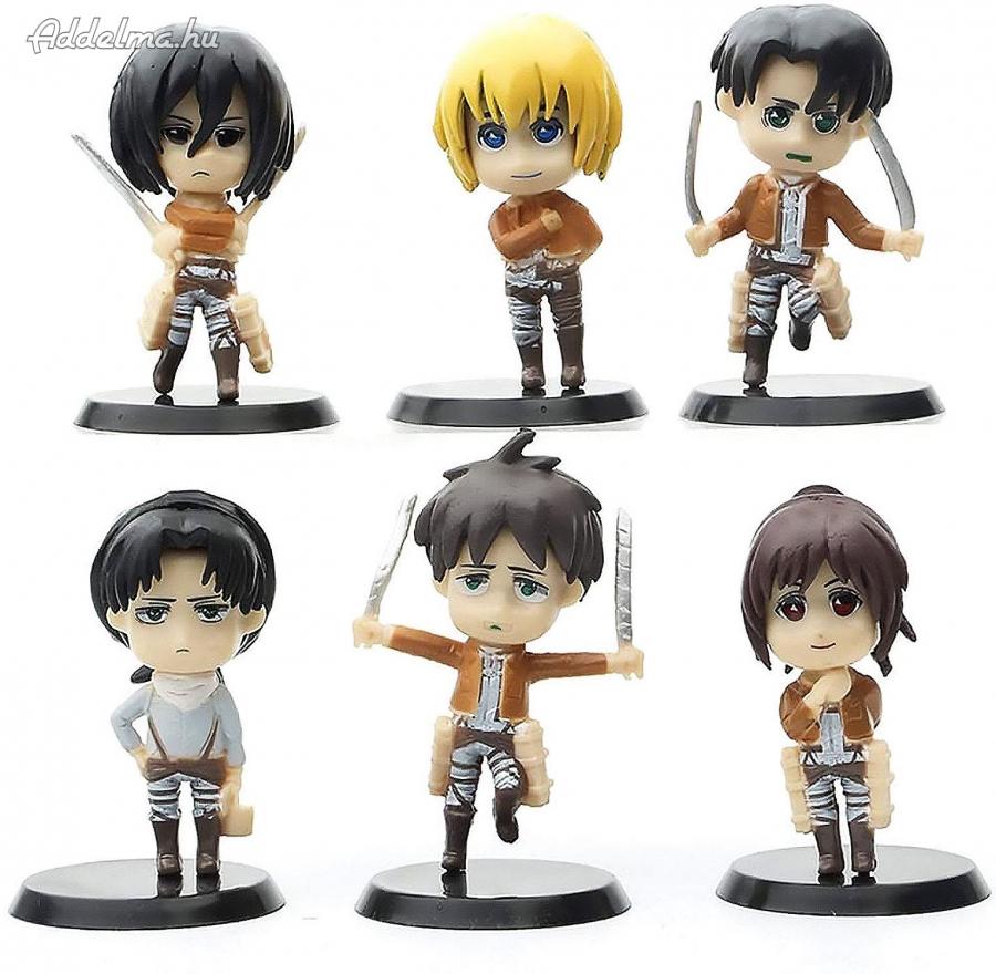 6 db-os Attack on titan figura szett 9 cm