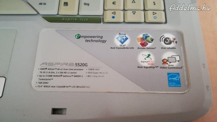 Acer 5520G laptop eladó hibás ,hiányos