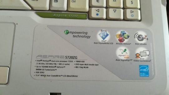 Acer 5720ZG laptop eladó hibás hiányos !