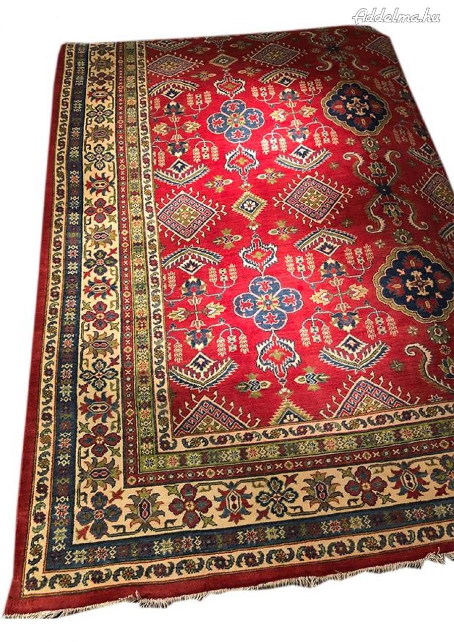 Afgán kazah vörös árnyalatú kézi gyapjú szőnyeg