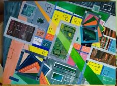 Akril absztrakt kép: Körforgás(vászon, 60*80cm)