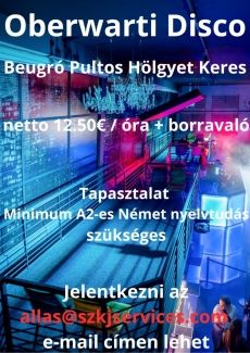 Alkalmai pultos munkalehetőség Ausztriában