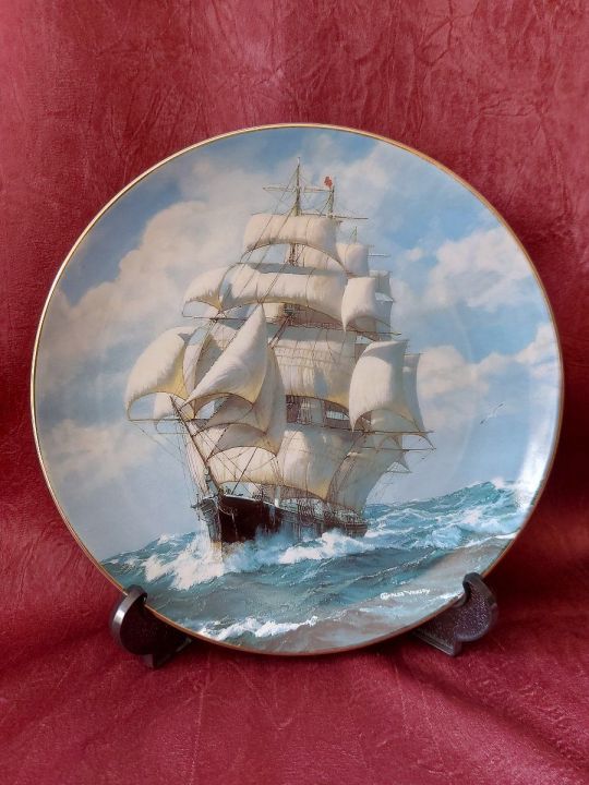 Angol porcelán hajós dísztányér!