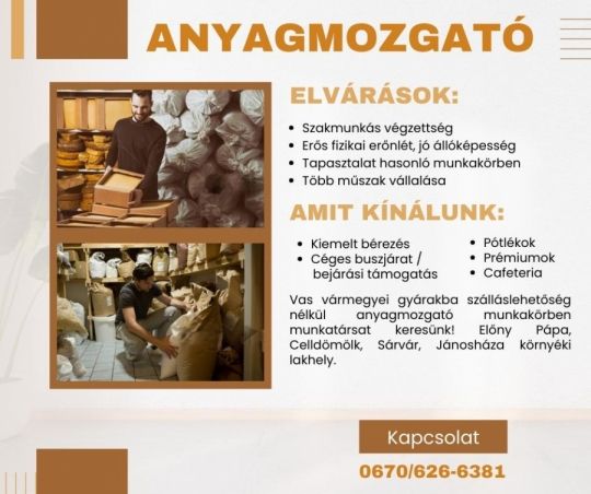 Anyagmozgató munkalehetőség