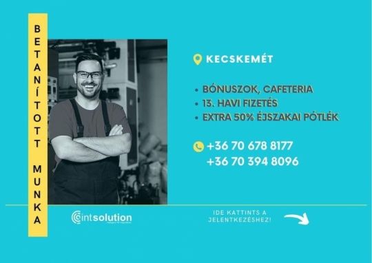 Betanított munkatársat keresünk