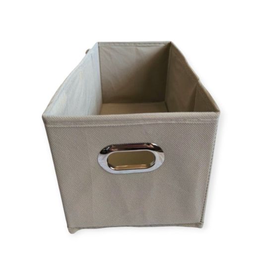 Bézs textil tárolódoboz – 15×31×15 cm, fióktároló