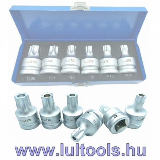 Bit dugókulcs készlet 6 r. Torx és Spline 3/4