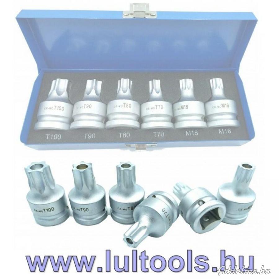 Bit dugókulcs készlet 6 részes Torx és Spline 3/4