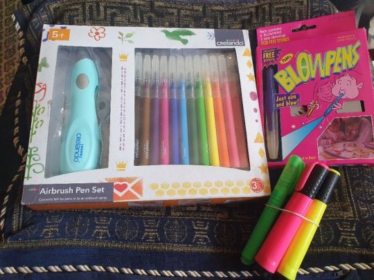 Crelando airbrush pen set -Festő toll+Blow Pens színes spray-toll
