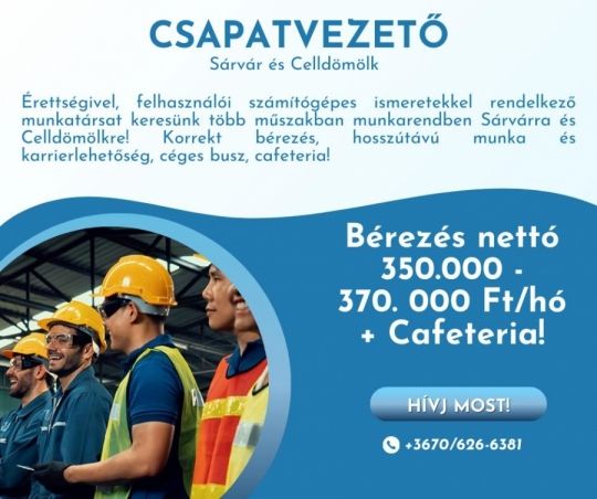 Csapatvezető Sárvárra és Celldömölkre!