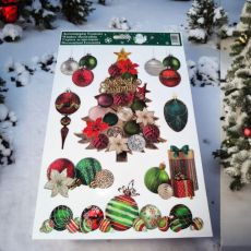 Csillogó karácsonyfa vintage gömbös karácsonyi ablakmatrica