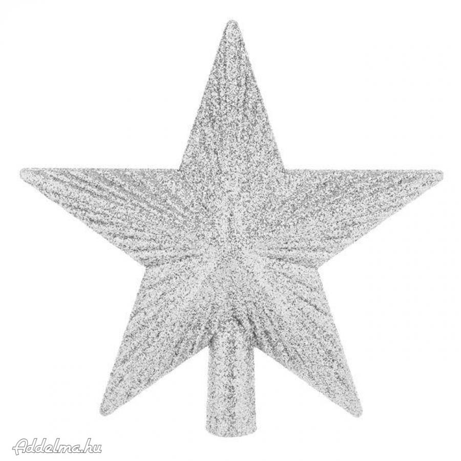 Csúcsdísz 3D Star ezüst csillogással 15cm