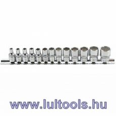 Dugókulcskészlet, tizenkétszögletű 1/4" 4-14 mm