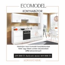 Ecomodel Bővíthető konyhabútor - magasfényű - fehér, 240 cm