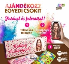 Egyedi ajándék csoki - Általad küldött fotóval és felirattal