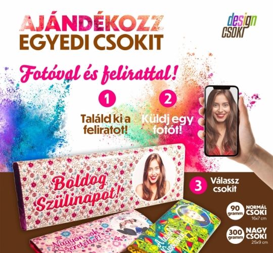 Egyedi ajándék csoki - Általad küldött fotóval és felirattal