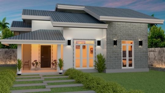 Egyedi ház házépítési tervei 2 hálószoba és 1 fürdőszoba CAD