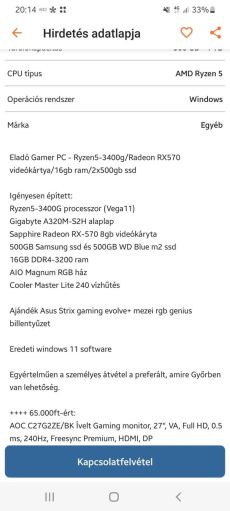 Eladó Gamer Pc