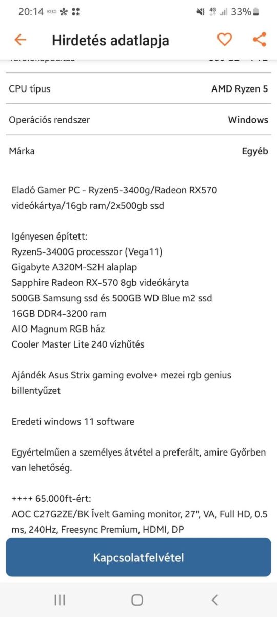 Eladó Gamer Pc