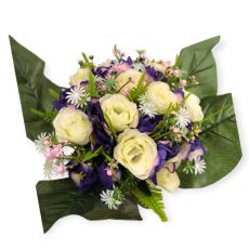 Elegáns művirágcsokor lila orchideával – 34 cm
