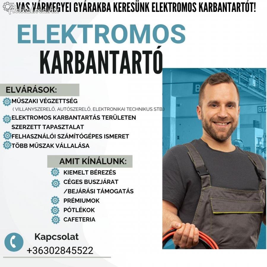 Elektromos Karbantartói álláslehetőség Vas vármegyében