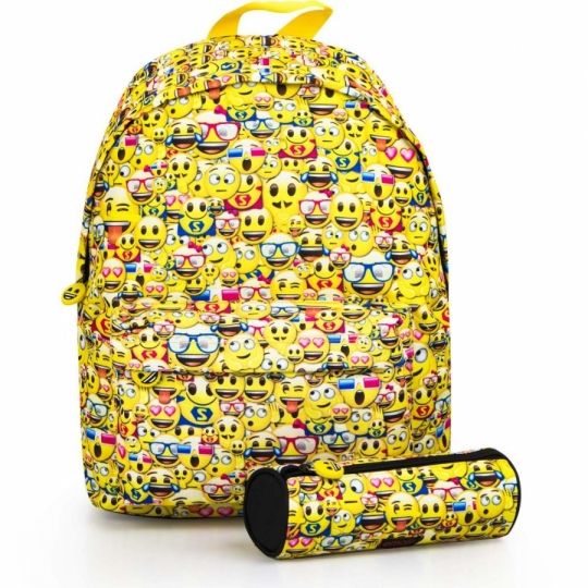 Emoji hátizsák és tolltartó 42 cm