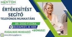 Értékesítést segítő telefonos munkatárs