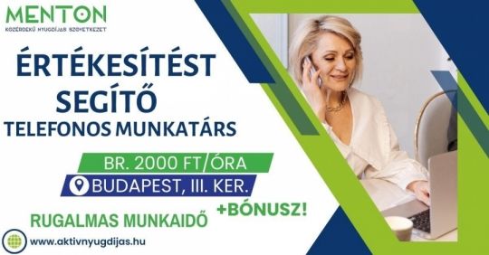 Értékesítést segítő telefonos munkatárs
