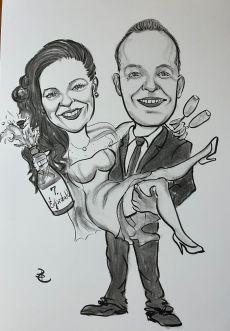 Esküvőre nászajándékba esküvői karikatúra rajz