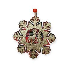 Fa karácsonyfadísz szarvassal és csillámmal 10 cm