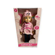 Fashion girl utazó rózsaszín zenebarát baba 48cm