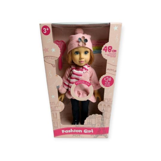 Fashion girl utazó rózsaszín zenebarát baba 48cm