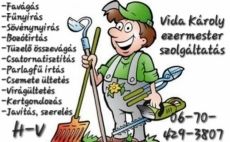 Favágás fűnyírás kertészkedés