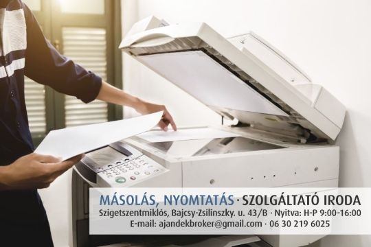 Nyomtatás, fénymásolás Szigetszentmiklós