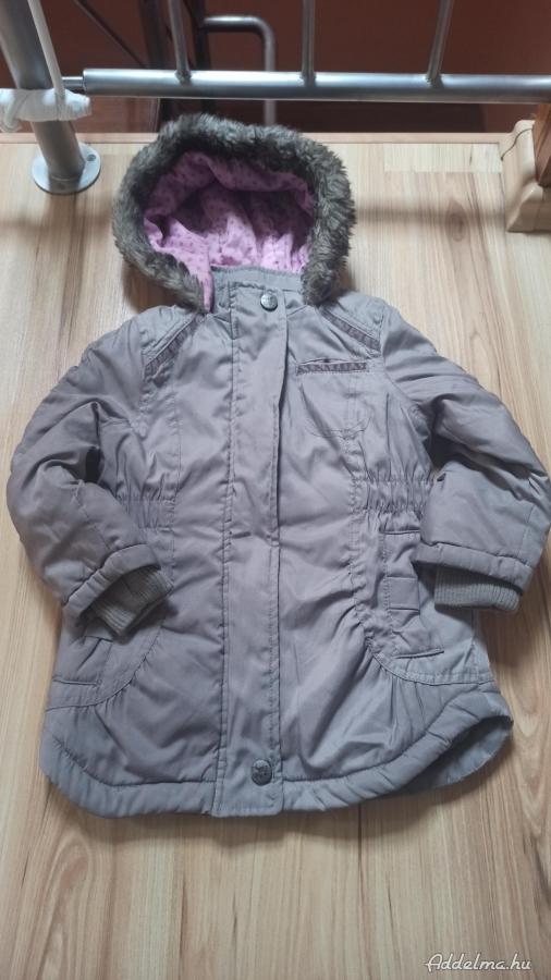 F&F Kislány szürke téli meleg kabát 2-3 évesre 